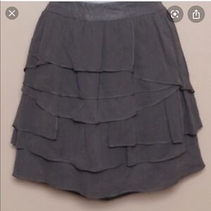 Garnet Hill Silk Grey Tiered Ruffle Skirt